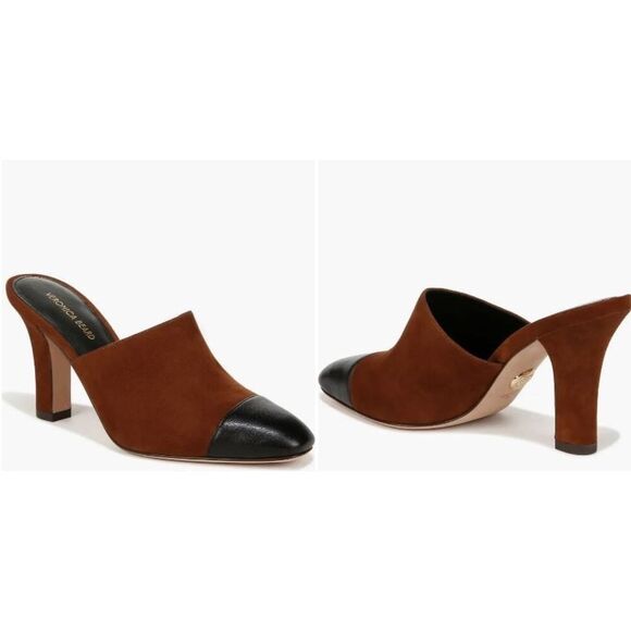 Veronica Beard Women's Carlotta Suede Patent Leather Mule Pumps Boot 7.5 NWT 398